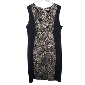 Calvin Klein Leopard Print Dress Sheath Career Black Womens Plus 20W
